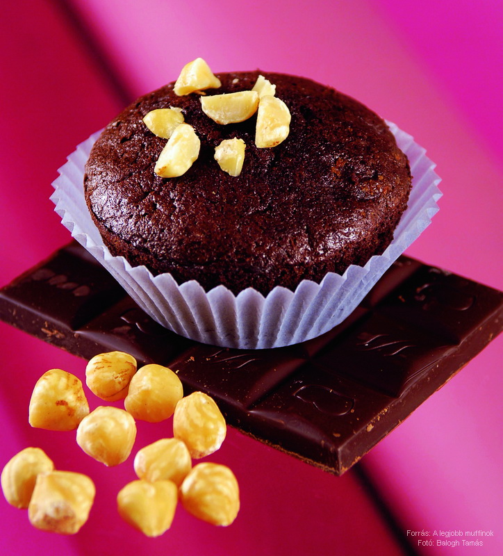 Csokoládés (kakaós), mogyorós muffin liszt nélkül 