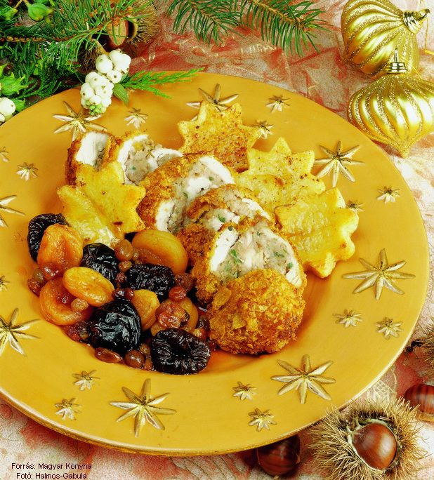 <!--:hu-->Gesztenyével töltött pulykarolád kukoricabundában, vörösboros aszaltgyümölcs-kompóttal<!--:-->