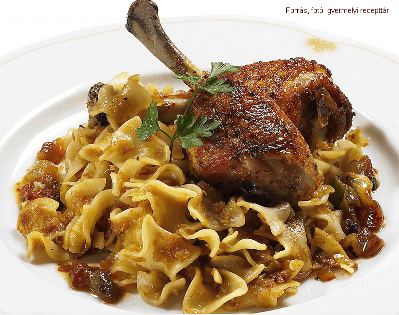 <!--:hu-->Hagymás sült csirkecombok káposztás tésztával – készítette Vomberg Frigyes mesterszakács <!--:-->