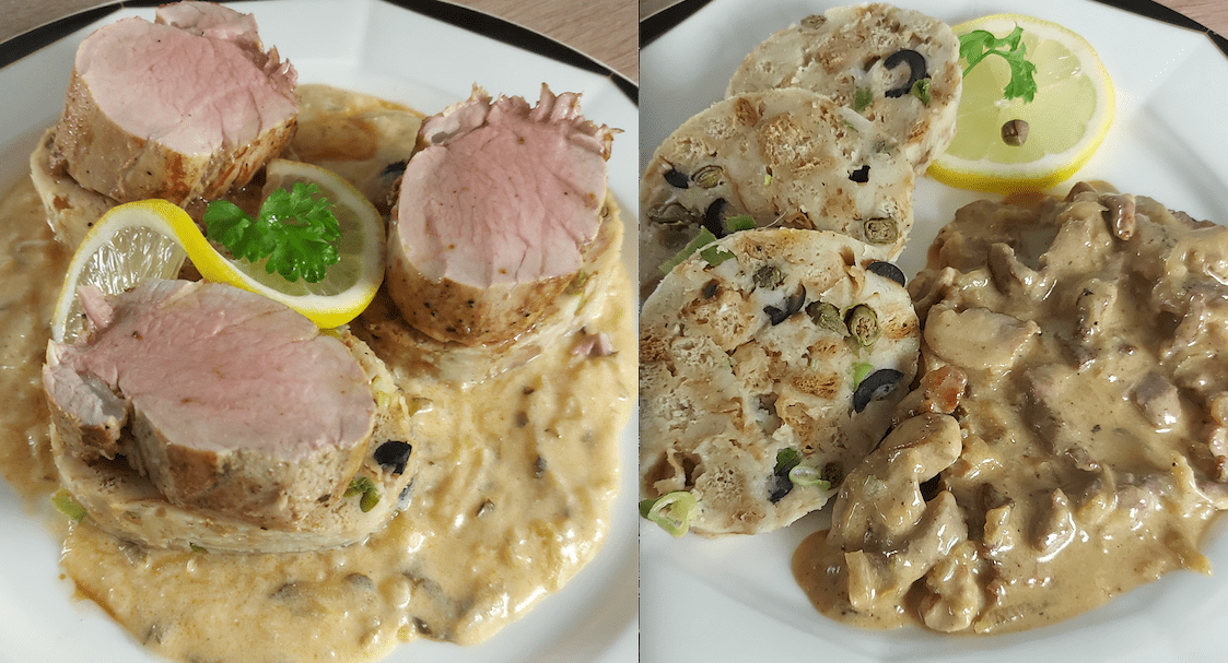 <!--:hu--> Szűzsült szalontüdőmártással, kapribogyós szalvétagombóccal + szalonszűz <!--:-->