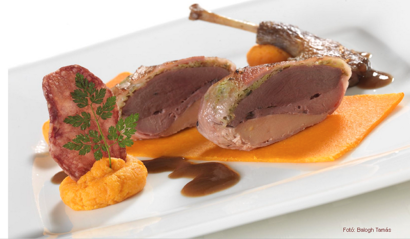 <!--:hu-->Libamájjal töltött galamb sütőtökszőnyegen  –  készítette Kalla Kálmán mesterszakács<!--:-->